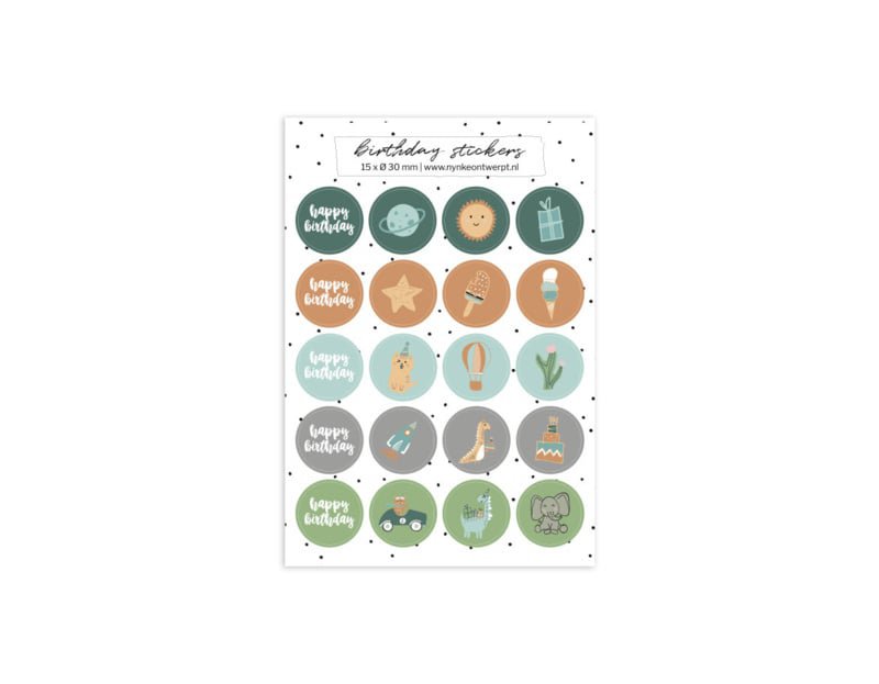 Stickervel A5 | birthday boys stickers