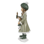 Decoratie Beeld Meisje 13 cm Groen Polyresin Kerstdecoratie