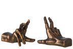 J-Line Boekensteunen handen - polyresin - brons