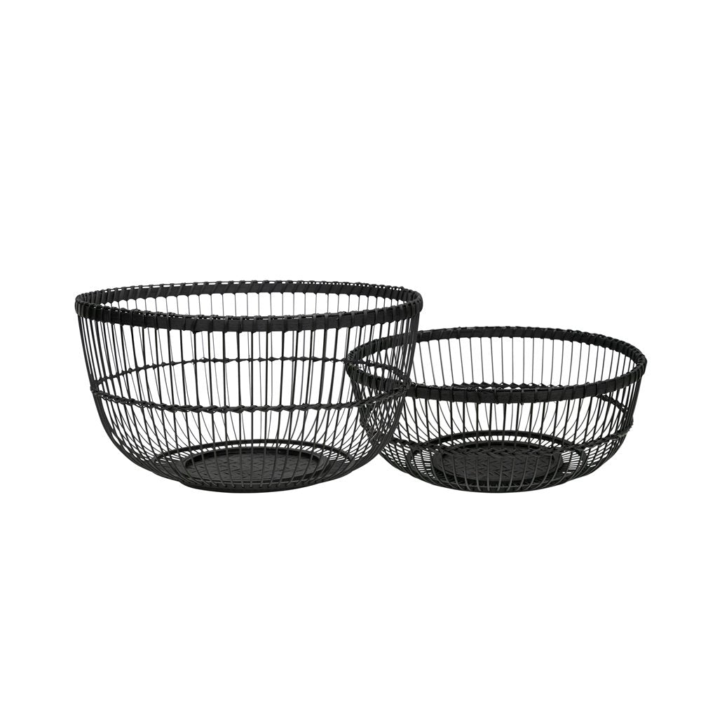 Bamboe manden zwart (set van 2)*