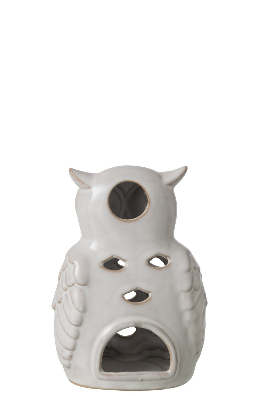 J-Line decoratie Uil - porselein - wit - small
