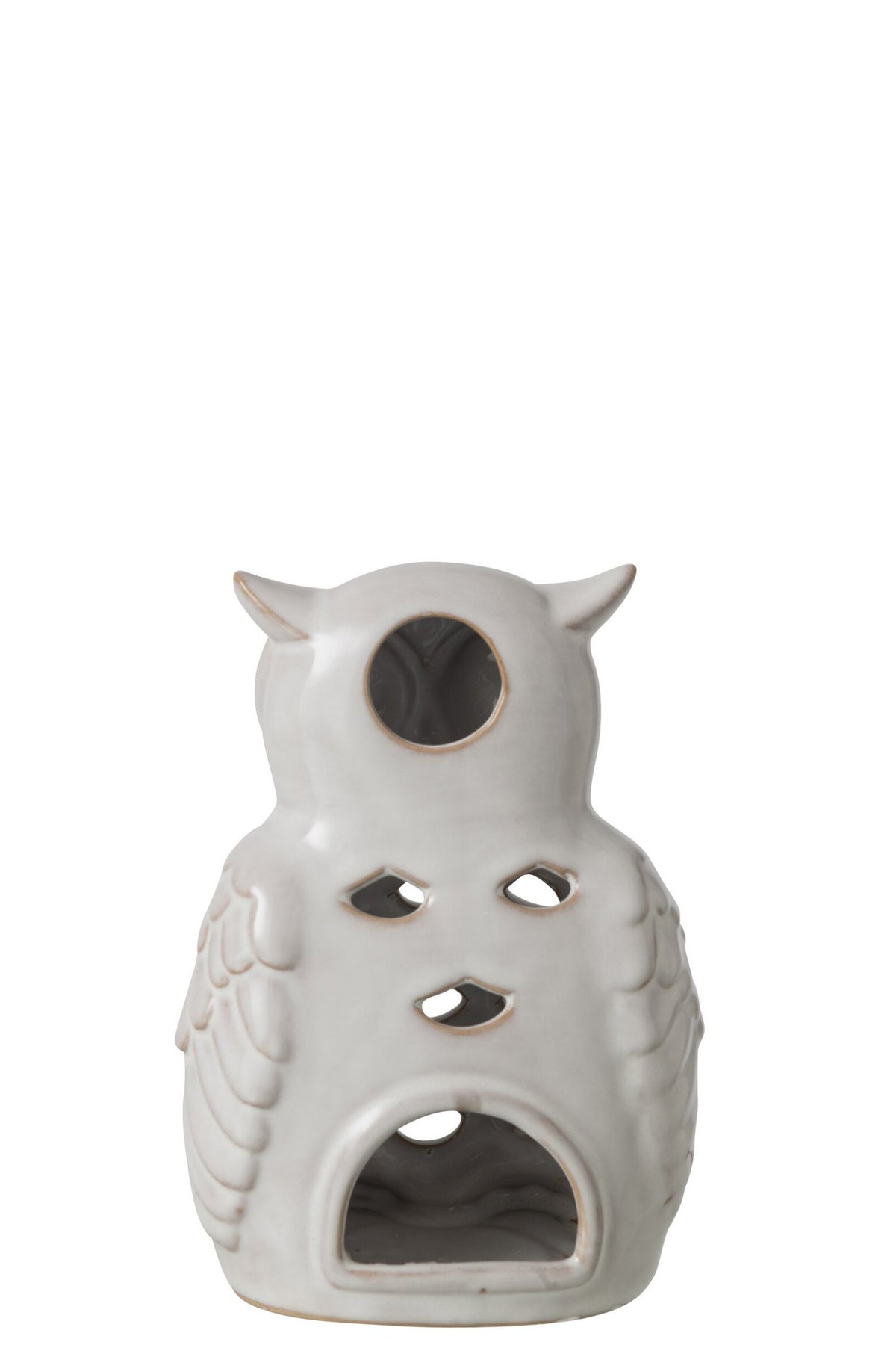 J-Line decoratie Uil - porselein - wit - small