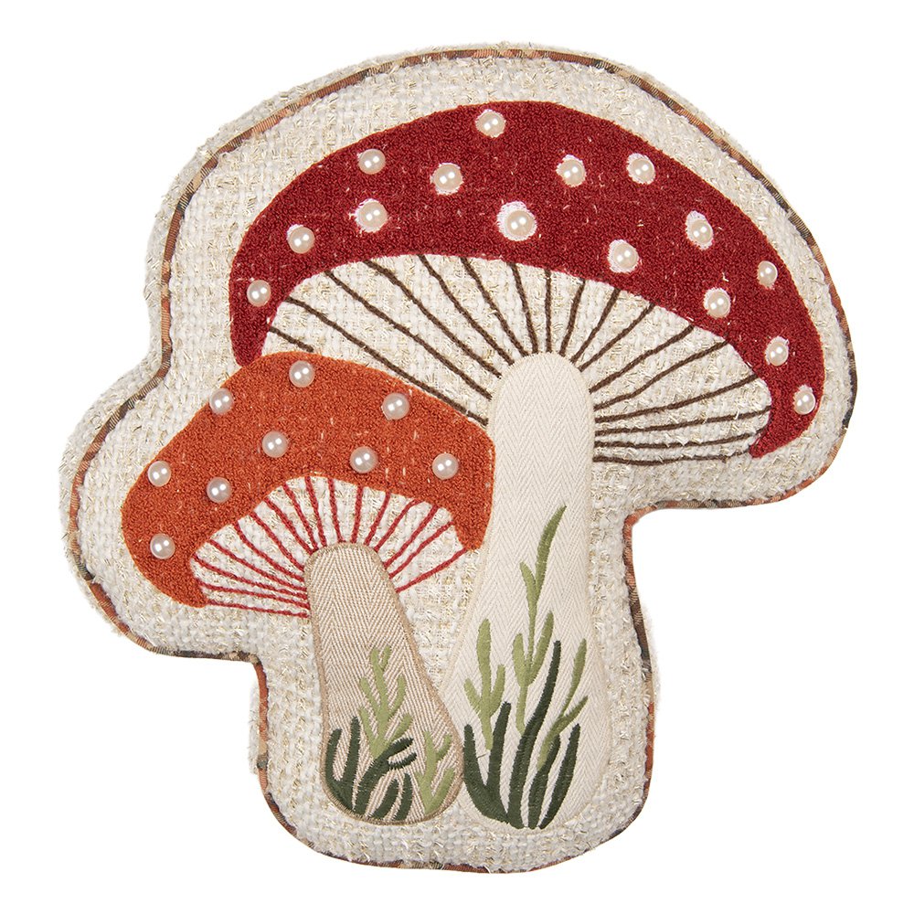 Sierkussen Paddenstoel 40x38x4 cm Beige Polyester Paddenstoelen