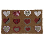 Deurmat kokos hartjes rood wit beige 75cm