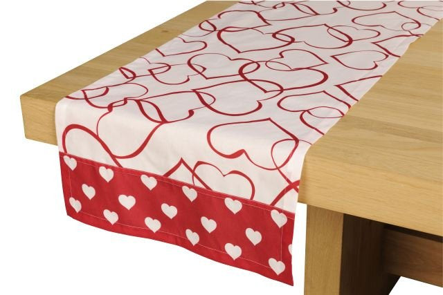 Monaco Tafelloper rood/wit 42x145cm