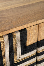 J-Line kast Geweven Draadontwerp - hout - naturel/zwart