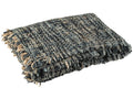J-Line Plaid tweed - katoen - blauw/wit - 180 x 130 cm