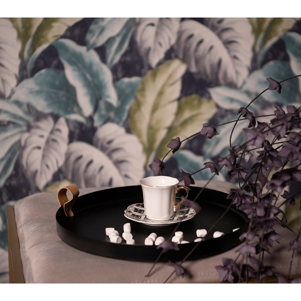 Kop en Schotel 95 ml Wit Zwart Porselein Servies