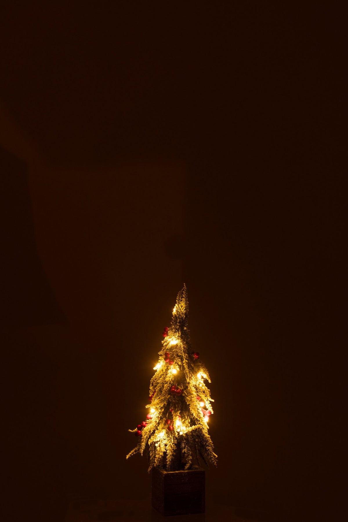 J-Line kerstboom Sneeuw - kunststof - groen/rood - S - LED