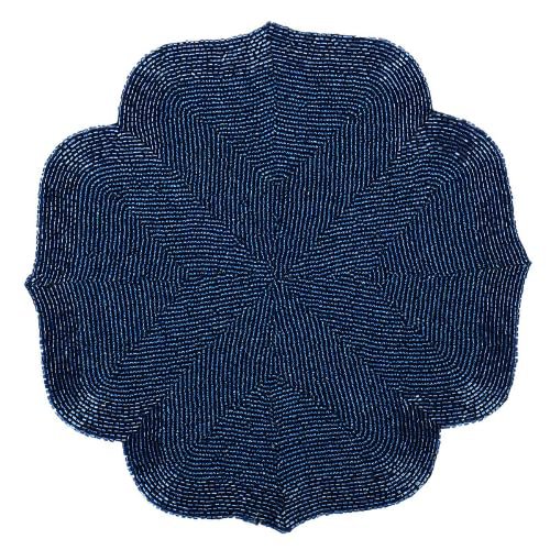 Placemat met kralen – glazen kraal, Marokkaans patroon – 30 cm rond