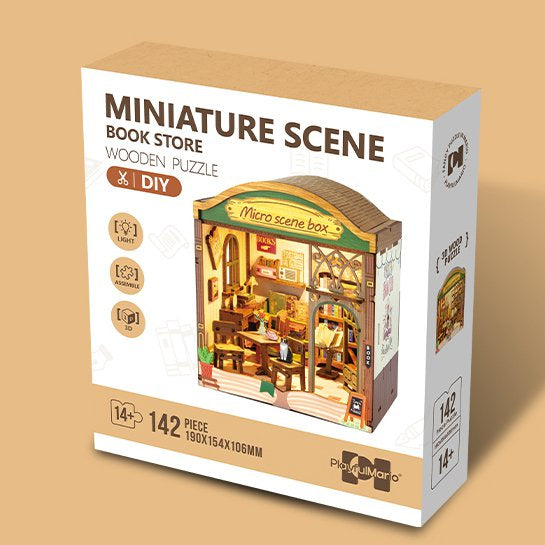 DIY Miniature Scene 3D Boekwinkel met LED- verlichting- MDF