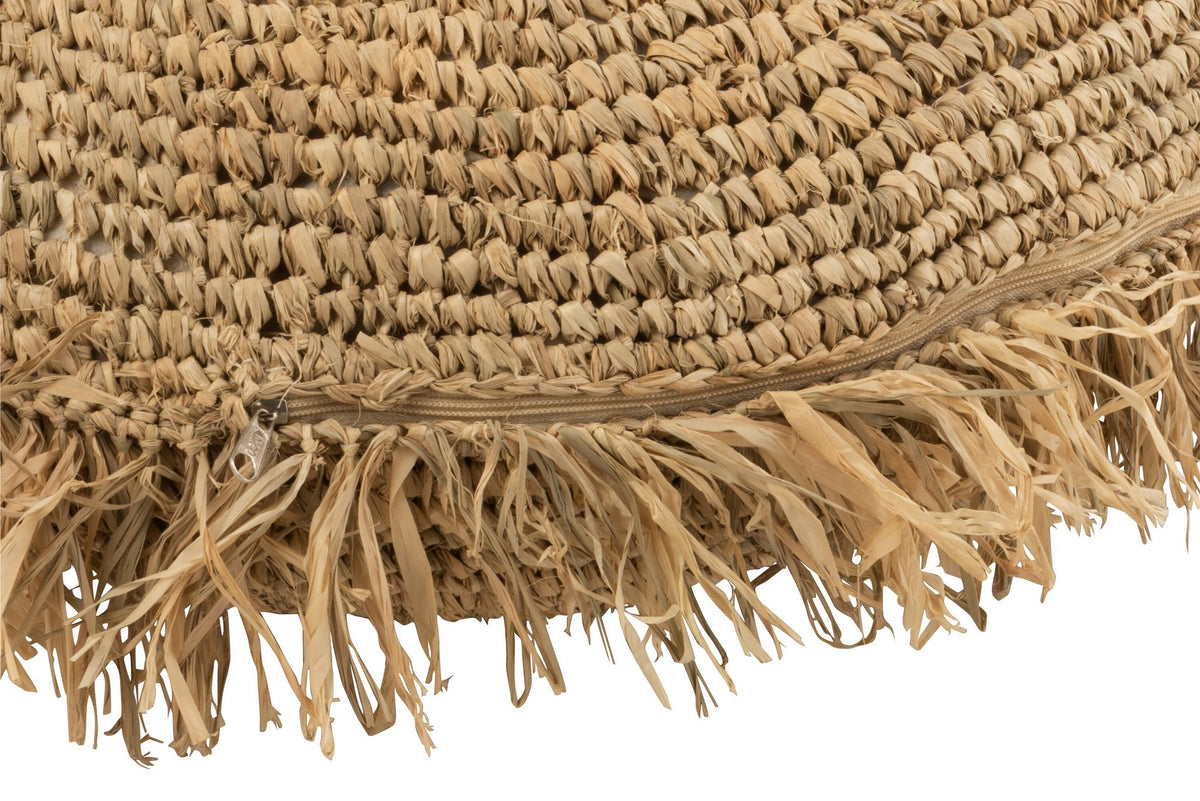 J-Line kussen Rond Raffia - jute - naturel