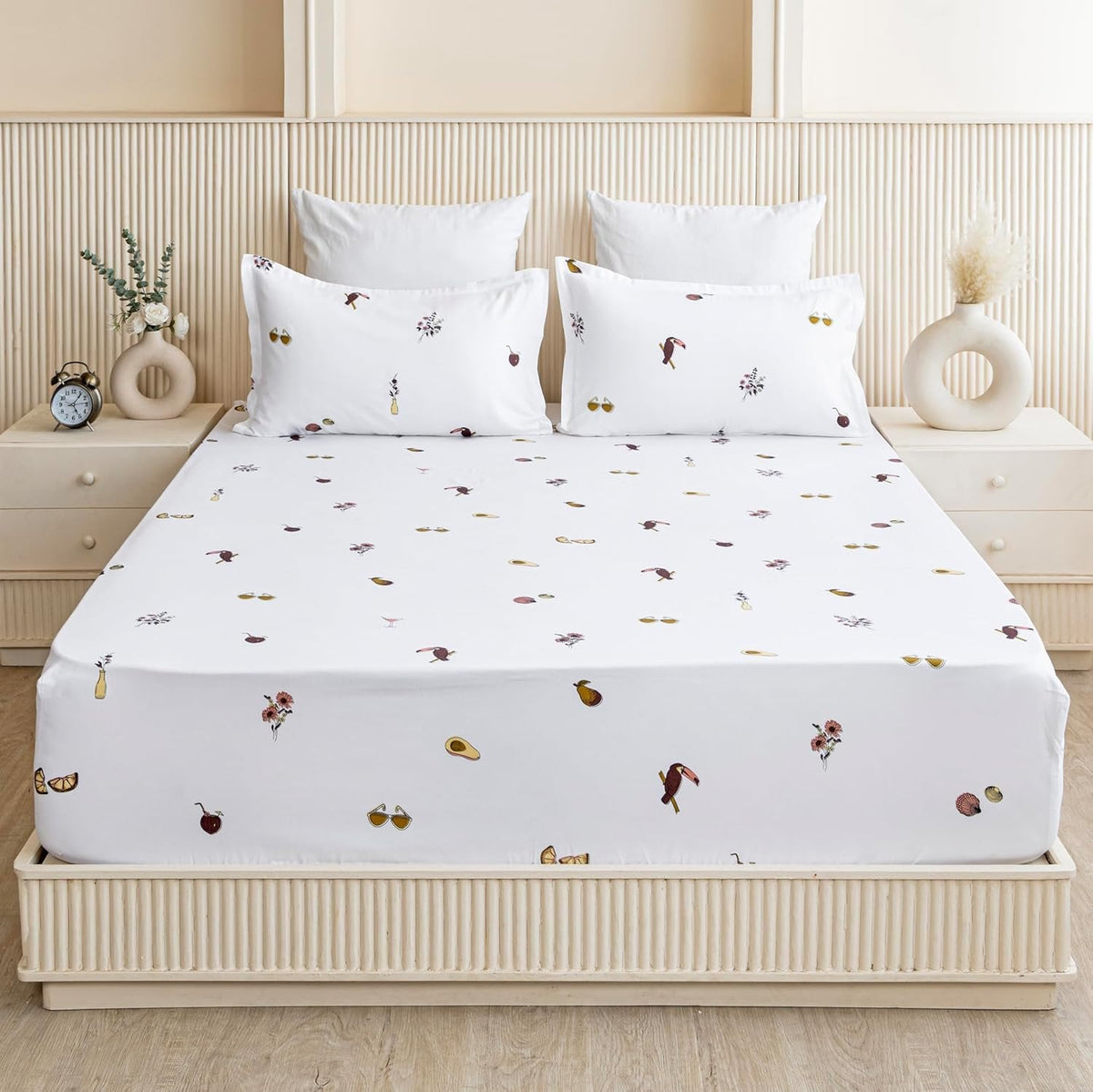 Laken | Puur katoen, elastisch getailleerd, azovrij | Koning, 3-delig, 78x72 inch