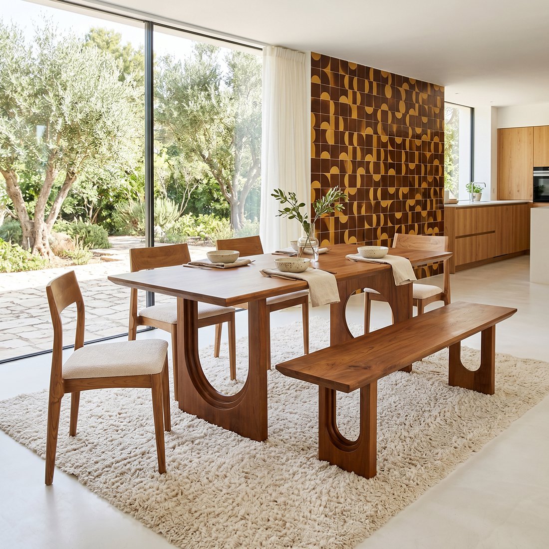 Bullnose Chamfered mangohouten eettafel mix