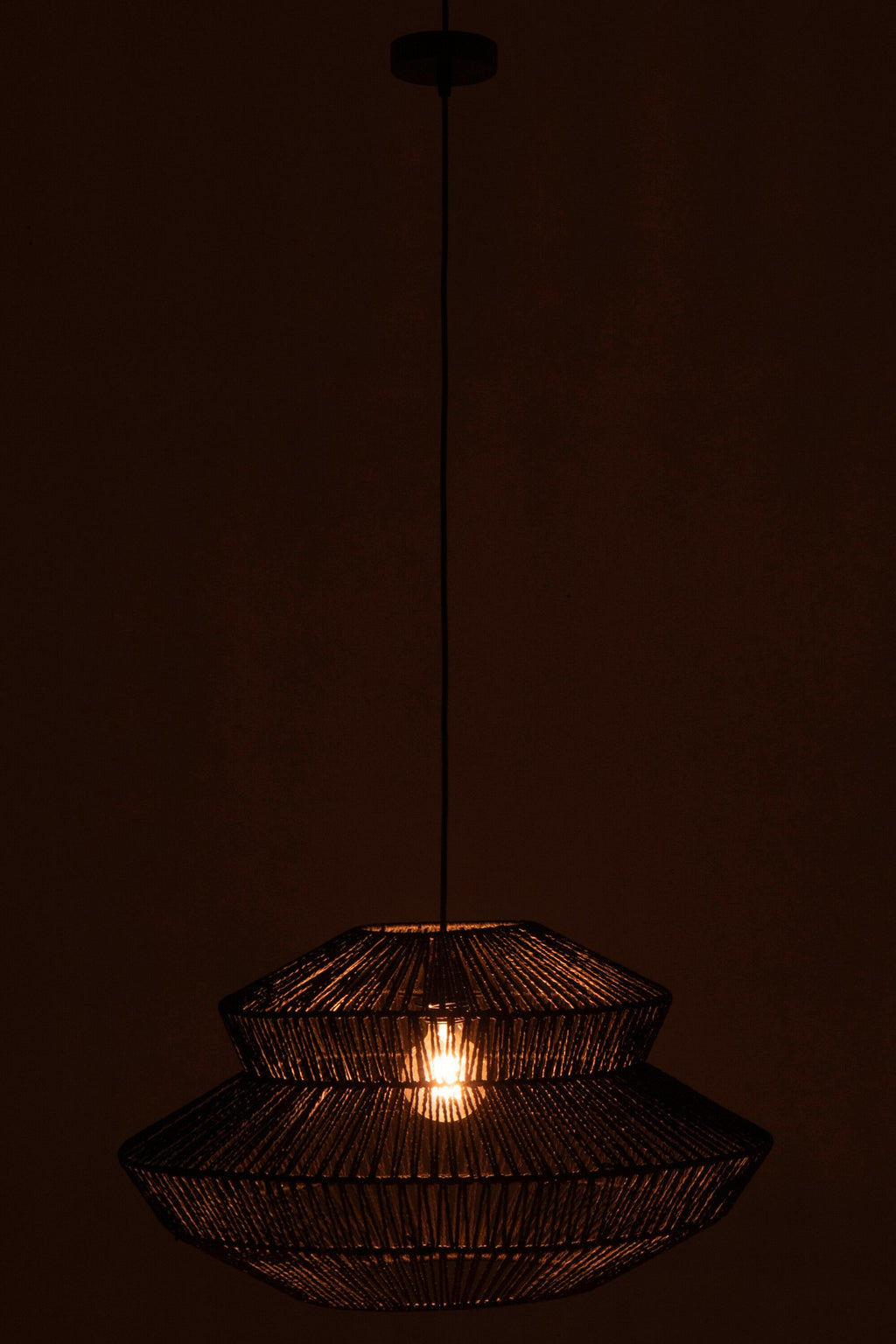 J-Line hanglamp Touw - metaal - zwart - S