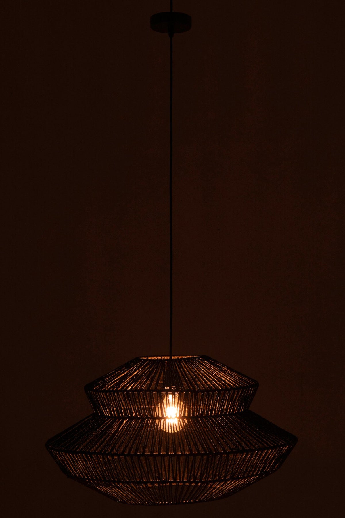 J-Line hanglamp Touw - metaal - zwart - S