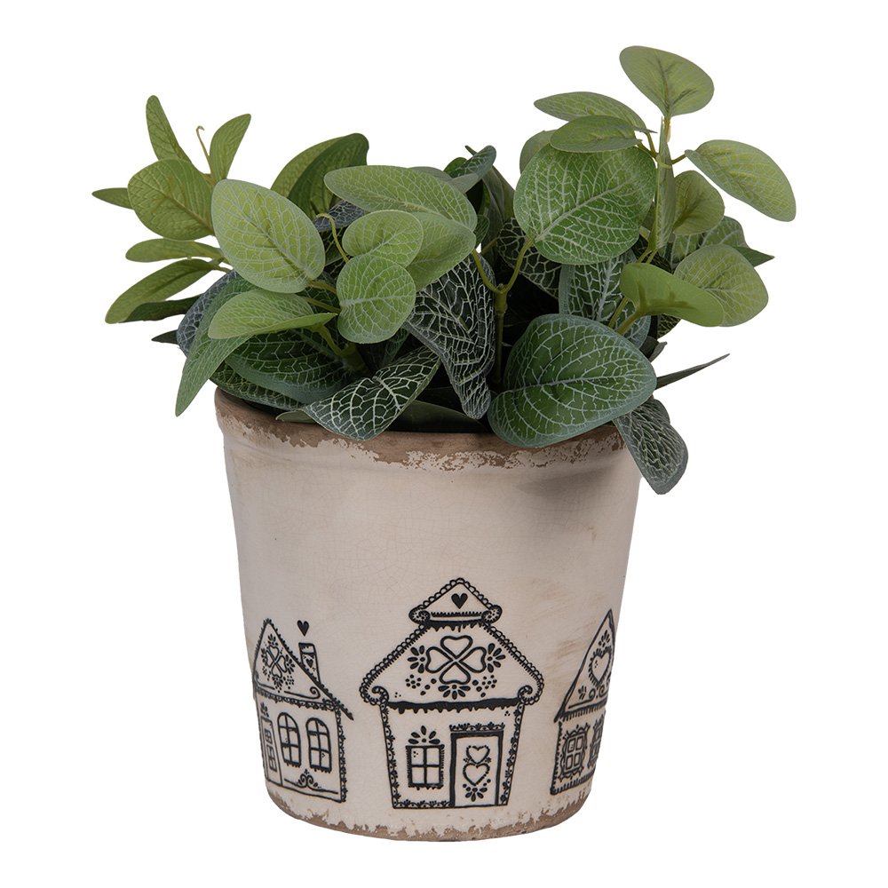 Bloempot Ø 17x16 cm Beige Keramiek Gingerbread house