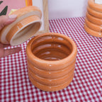Voorraadpot | Keramische gebeeldhouwde pannenkoekstapel