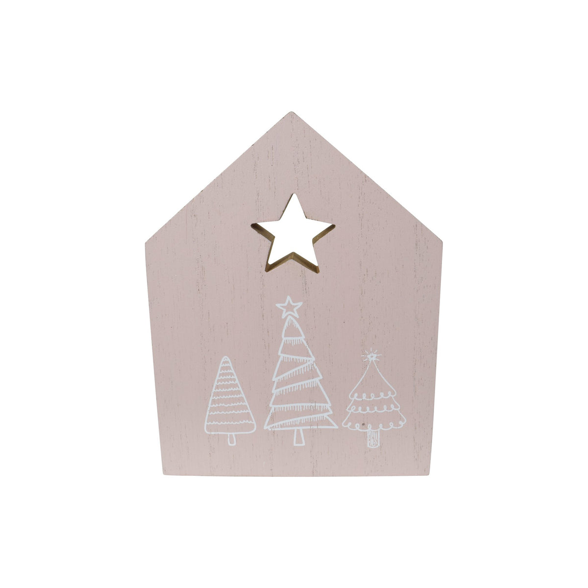 Vormgeving houten huis 2x11x14cm roze