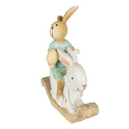 Beeld Konijn 10x4x11 cm Wit Groen Polyresin
