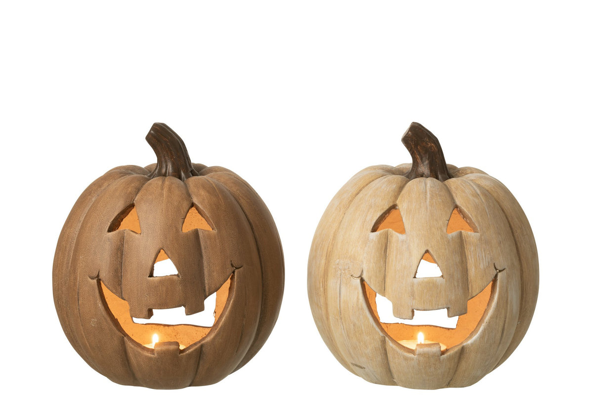 J-Line Kaarshouder Pumpkin Halloween Klei Caramel- CA