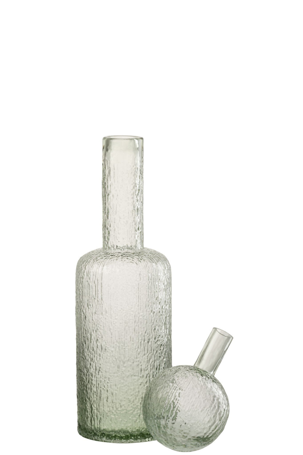 J-Line decoratie Fles Reliëf - glas - transparant/groen - M