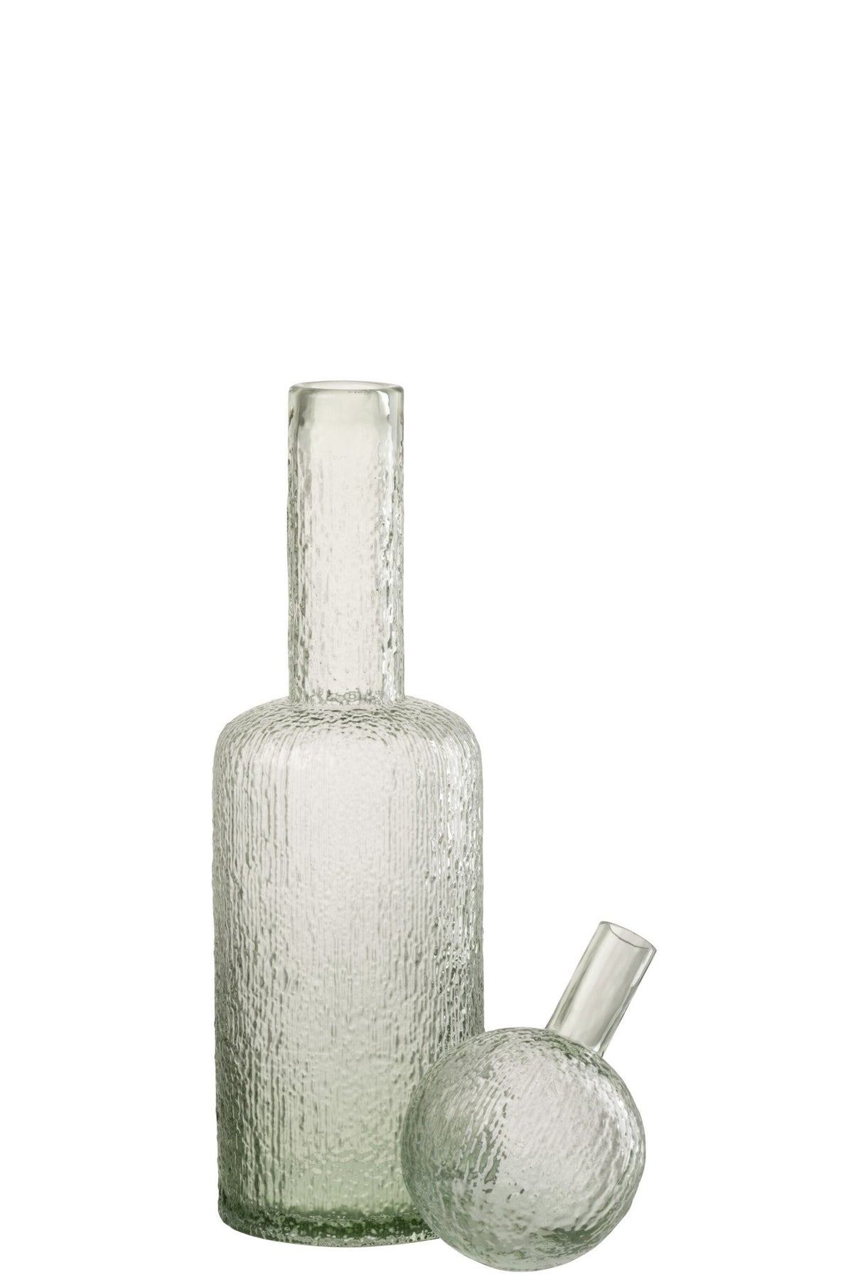 J-Line decoratie Fles Reliëf - glas - transparant/groen - M