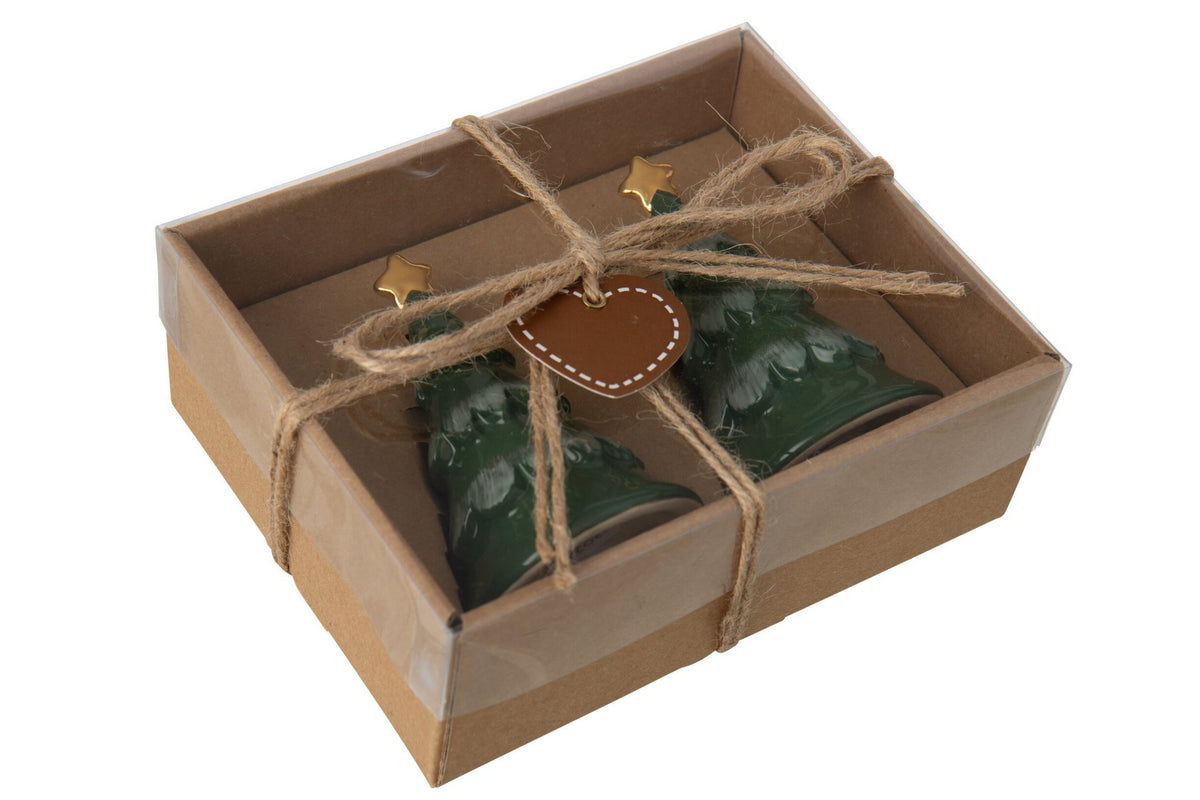 J-Line Peper-en-zoutstel kerstboom - steengoed - donkergroen