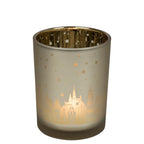 Theelichthouder huisjes goud medium 12cm
