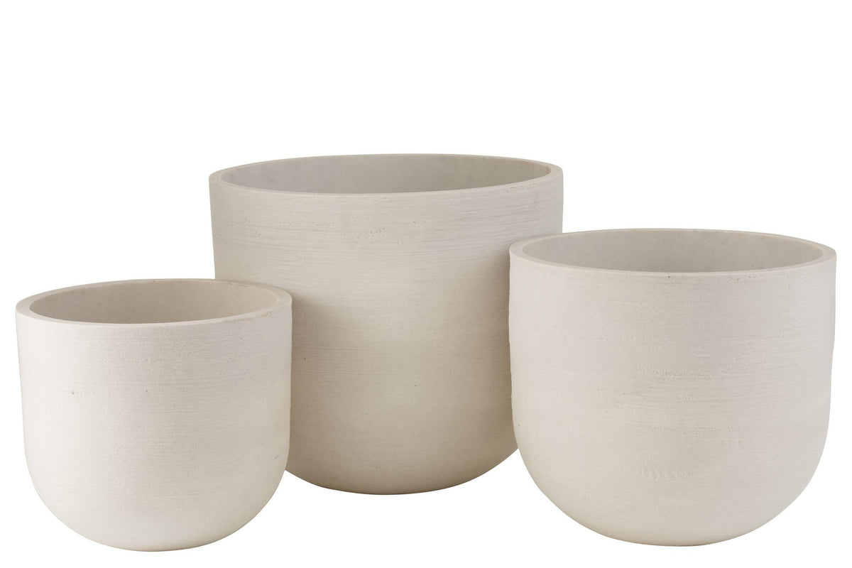 J-Line bloempot Rond - keramiek - wit - 3 stuks - Ø 50 cm