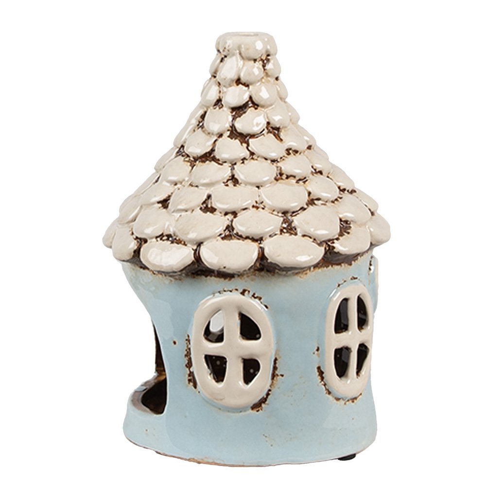 Waxinelichthouder Huis Ø 11x15 cm Blauw Keramiek Theelichthouder