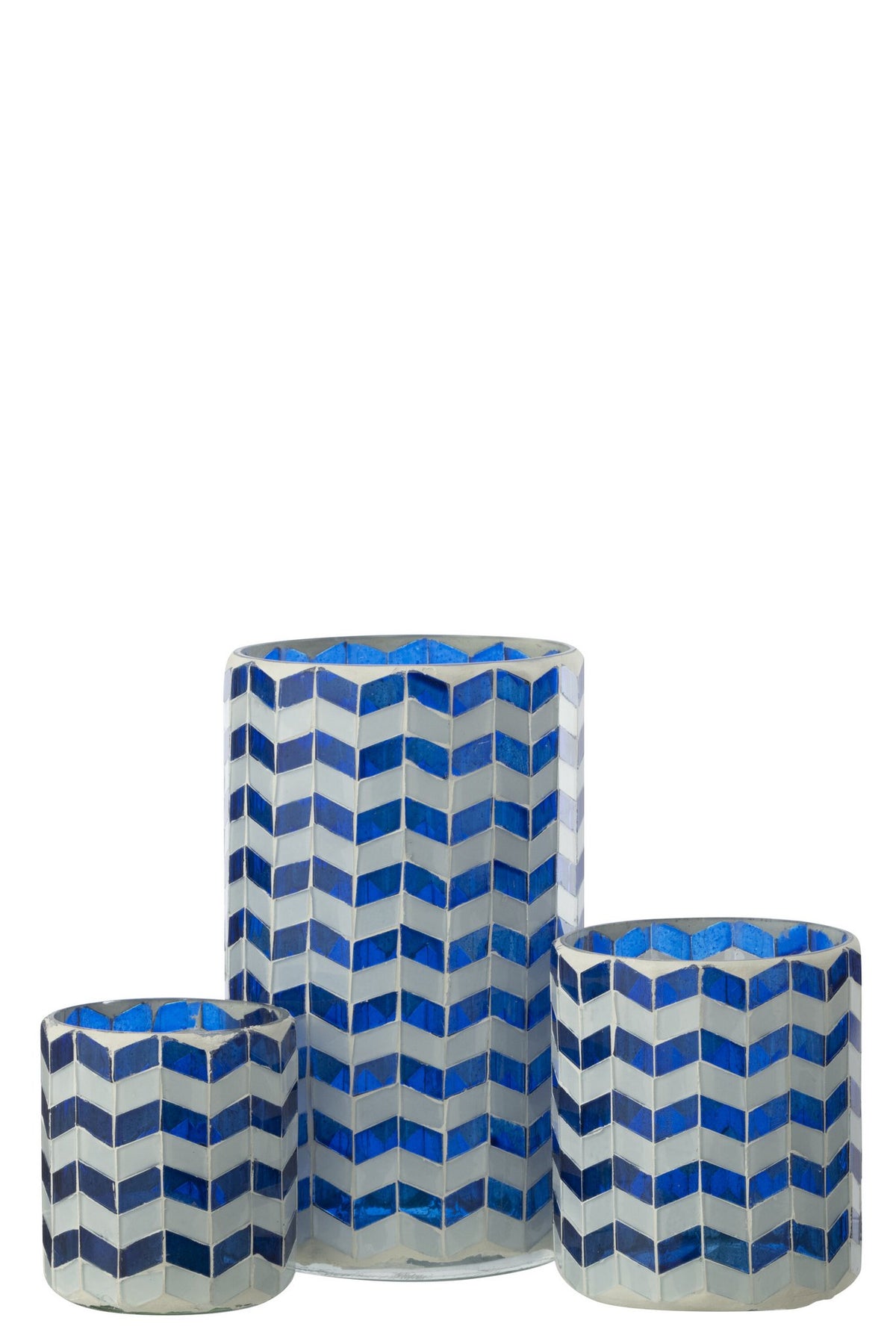 J-Line kaarshouder - glas - blauw/wit - L