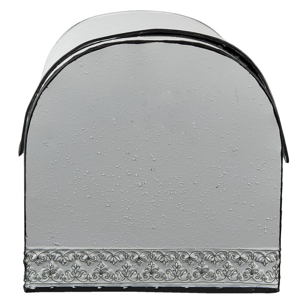 Opbergdoos 30x20x20 cm Wit Bruin Metaal Bloemen Opbergbox
