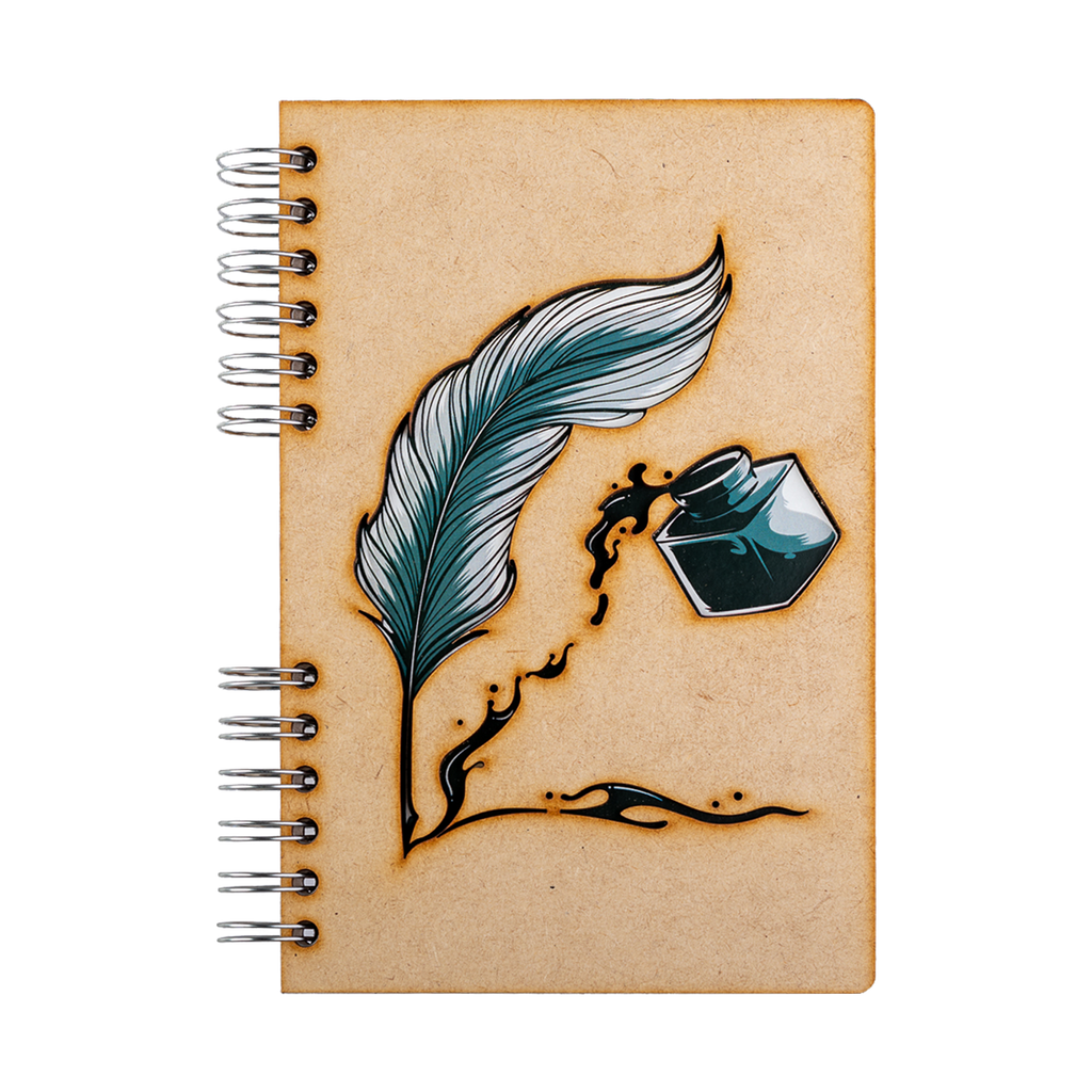 Duurzaam Houten Notitieboek – Komoni – Ink-Feather – Gerecycled papier – Navulbaar