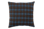 J-Line Kussen met ruitmotief - polyester - blauw/donkerbruin