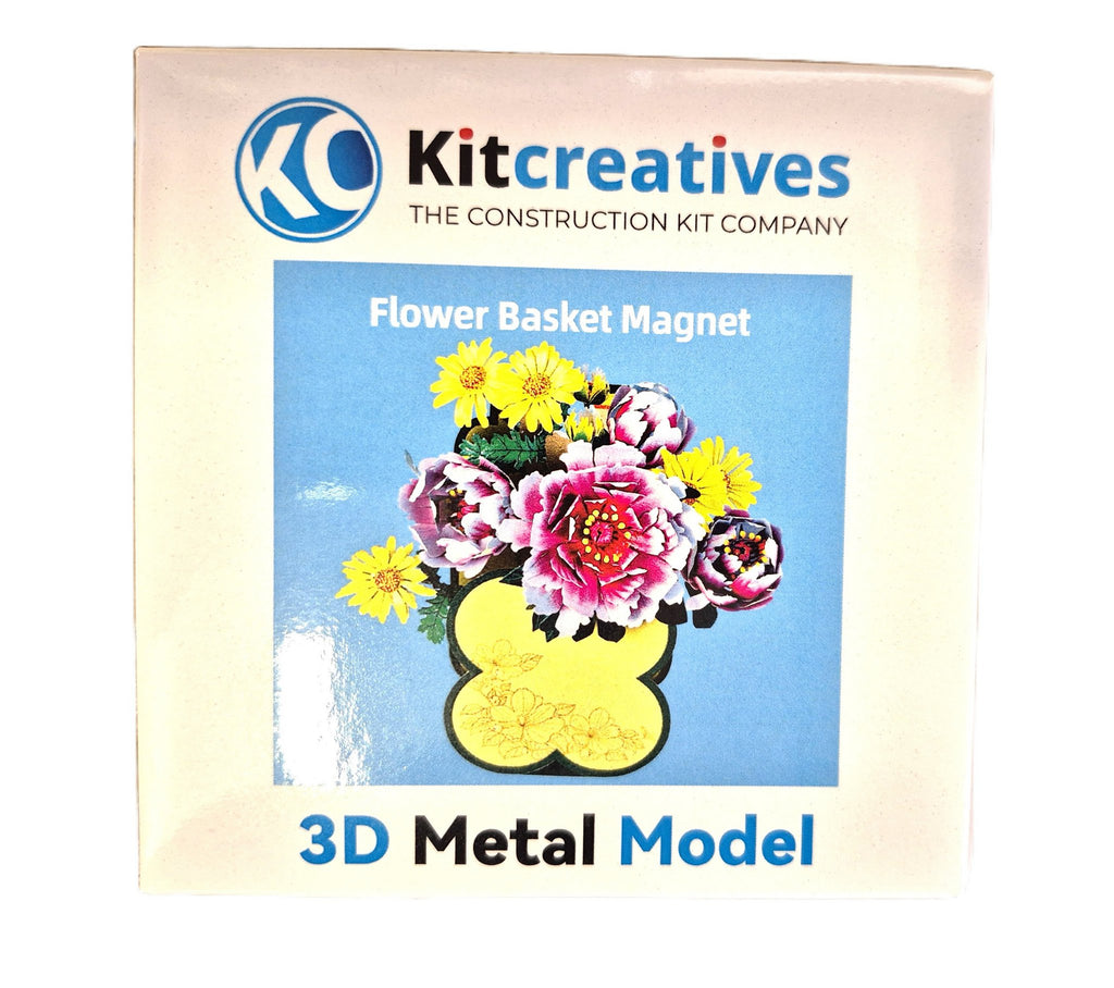 Bouwpakket 3D Model DIY Bloemenmand Magneet- gekleurd- metaal