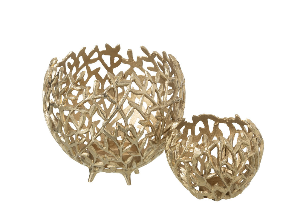 J-Line kaarshouder Blad - aluminium - goud - L
