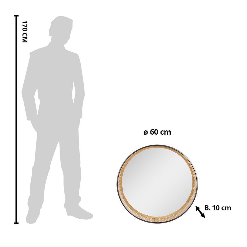 Spiegel Ø 60 cm Bruin Metaal Grote Spiegel