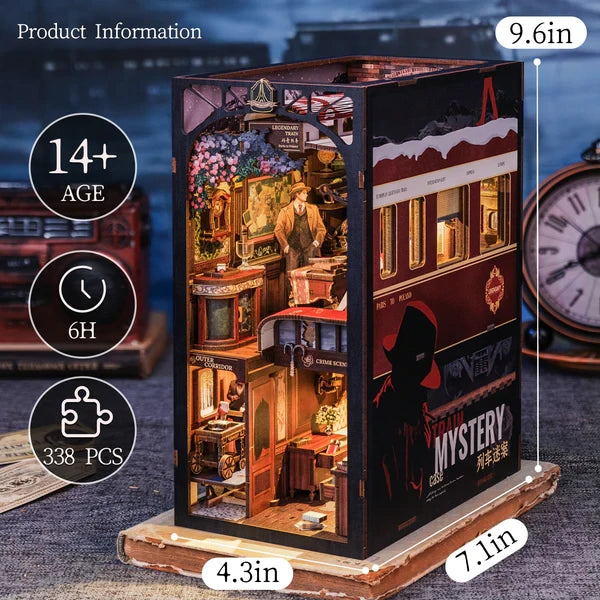 Cutebee, DIY Booknook, Het trein mysterie/Train Mystery Case, BN01B, 18x11x23cm