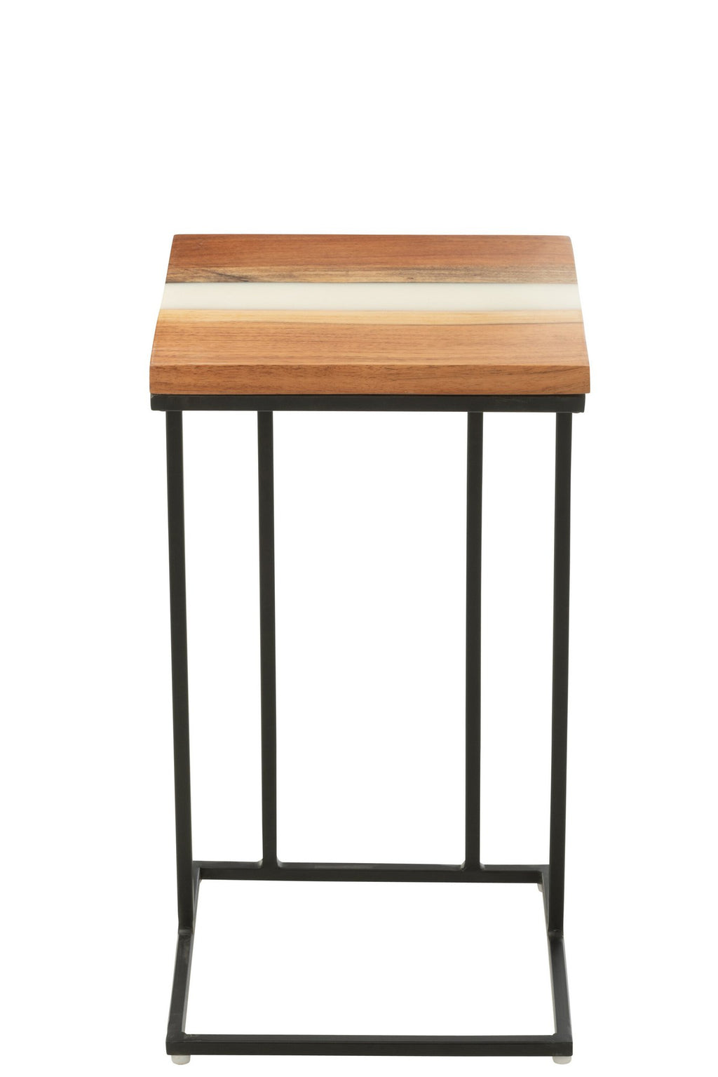 J-Line bijzettafel Vierkant - hout/epoxyhars - naturel/wit