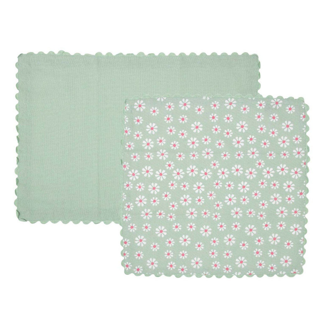 Daisy Flowers Keukenset 35x50/40x40cm groen (set of 8)
