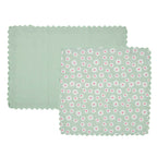 Daisy Flowers Keukenset 35x50/40x40cm groen (set of 8)