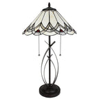 Tiffany Tafellamp Ø 39x69 cm Beige Glas Tiffany Bureaulamp