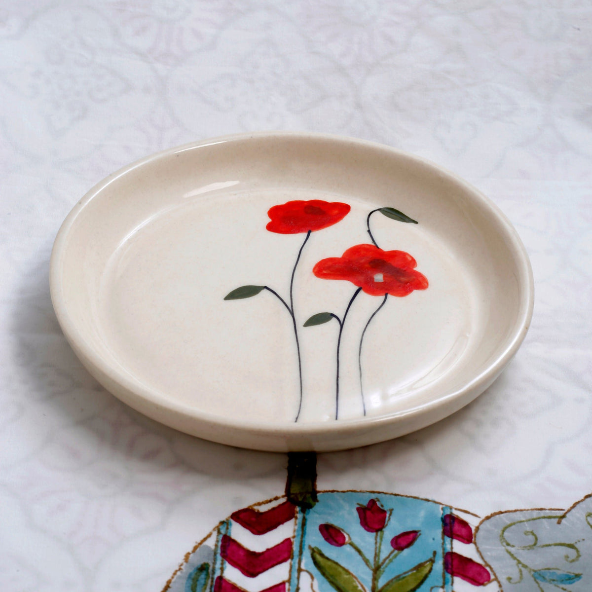 Ruby Bloom dessertbord – geglazuurd keramiek – 5 inch – magnetron- en vaatwasserbestendig
