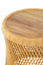 J-Line bijzettafel Cylindrisch - rotan - naturel