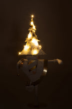J-Line figuur Kerstman Boom - ijzer - goud/wit - L - LED lichtjes