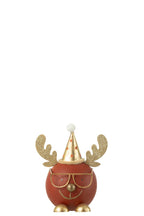J-Line figuur rendier rond kop + bril - metaal - roest/goud - small