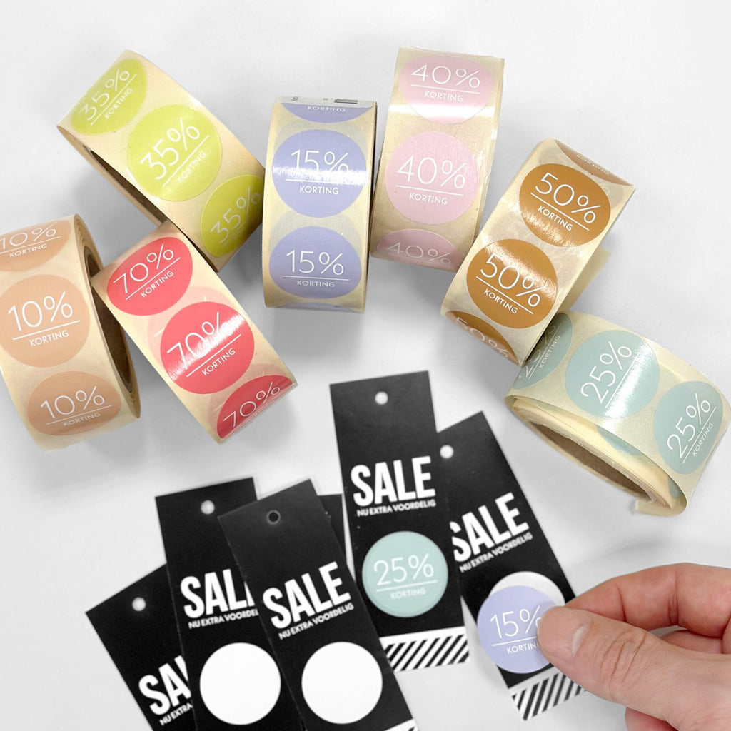 Kortingsstickers op rol - 500 stuks