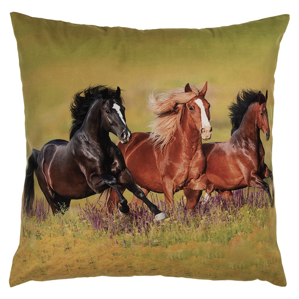 Kussenhoes 45x45 cm Groen Polyester Paarden