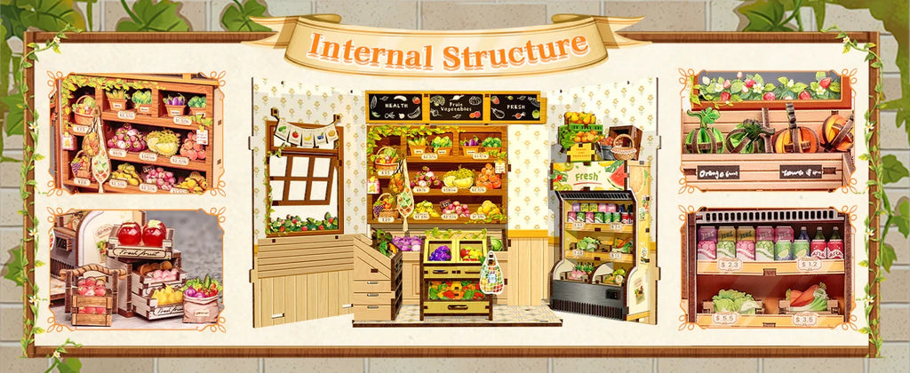 Cutebee, 3D DIY huisje, The Green Grocery, CWGC213, 16,2x15,8x20,6cm